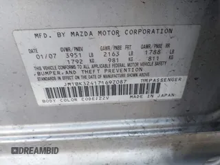 2007 Mazda 3 S Touring with VIN JM1BK324171697087, listed as a IAAI auction lot 41878840 with 171,102 mi miles and . Bid and sale history available at DreamBid. Image 9.