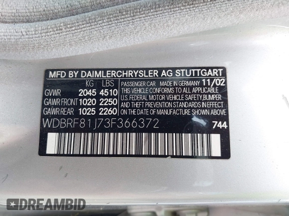 2003 Mercedes-Benz C 240 с VIN WDBRF81J73F366372, выставлен на аукционе IAAI как лот 42715567 с пробегом 159 500 миль миль и . История ставок и продаж доступна на DreamBid. Изображение 9.