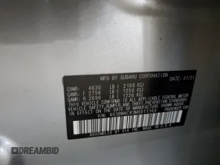 2021 Subaru Legacy Premium with VIN 4S3BWAC63M3011169, listed as a Copart auction lot 60262435 with 17,639 mi miles and Salvage title. Bid and sale history available at DreamBid. Image 13.