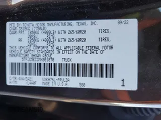 2022 Toyota Tundra Limited Hybrid with VIN 5TFJC5EC3NX001878, listed as a Copart auction lot 41590215 with Not provided miles and Clean title. Bid and sale history available at DreamBid. Image 12.