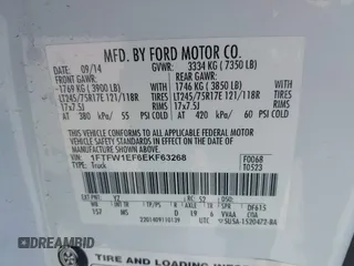 2014 Ford F-150 XL with VIN 1FTFW1EF6EKF63268, listed as a IAAI auction lot 41879267 with 234,003 mi miles. Bid and sale history available at carsss.com. Image 9.