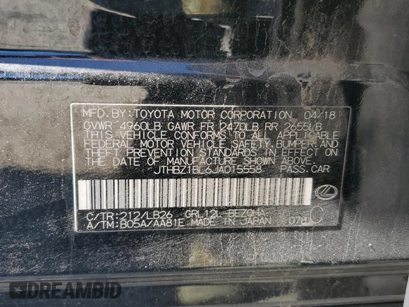 2018 Lexus GS 350 z VIN JTHBZ1BL6JA015558, wystawiony jako Copart lot #47071235 z przebiegiem 113 073 mil mil oraz Szkoda całkowita • Salvage title. Historia ofert i sprzedaży dostępna na DreamBid. Obrazek 14.