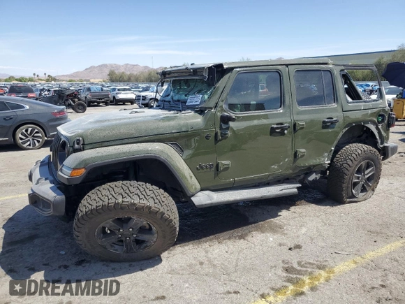 2021 Jeep Wrangler Unlimited Sahara Altitude с VIN 1C4HJXEM0MW655802, выставлен на аукционе Copart как лот 53337225 с пробегом 48 130 миль миль и Списание • Salvage title. История ставок и продаж доступна на DreamBid. Изображение 1.