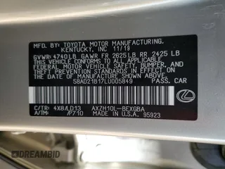 2020 Lexus ES 300h z VIN 58AD21B17LU005849, wystawiony jako Copart lot #63084095 z przebiegiem 30 738 mil mil oraz Szkoda całkowita • Salvage title. Historia ofert i sprzedaży dostępna na DreamBid. Obrazek 12.