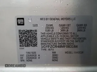 2021 Cadillac XT4 FWD Premium Luxury with VIN 1GYFZCR48MF083164, listed as a Copart auction lot 55377235 with 63,987 mi miles and Salvage title. Bid and sale history available at DreamBid. Image 13.