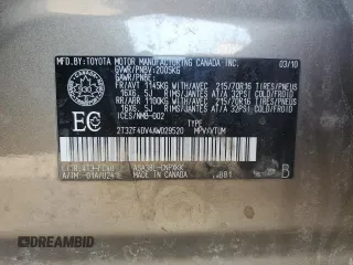 2010 Toyota RAV4 с VIN 2T3ZF4DV4AW029520, выставлен на аукционе Copart как лот 48046425 с пробегом Не указан миль и На запчасти • Non repairable. История ставок и продаж доступна на DreamBid. Изображение 13.