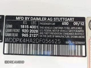 2013 Mercedes-Benz SLK 250 with VIN WDDPK4HA2DF056625, listed as a IAAI auction lot 42343051 with 96,615 mi miles and . Bid and sale history available at DreamBid. Image 9.