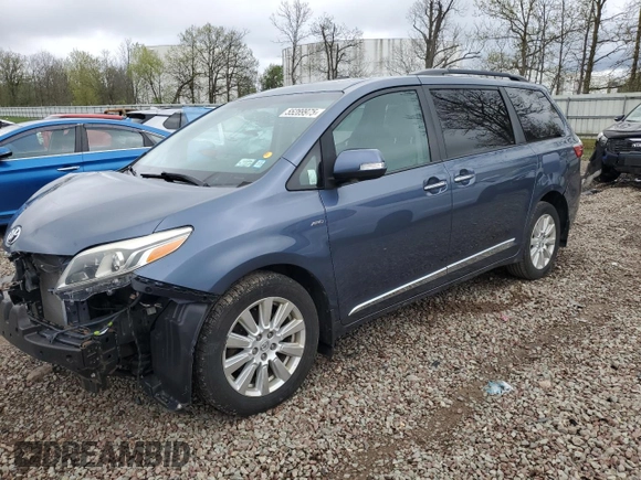 2017 Toyota Sienna XLE with VIN 5TDDZ3DC1HS175704, listed as a Copart auction lot 55289975 with 111,095 mi miles and Salvage Title. Bid and sale history available at DreamBid. Image 1.