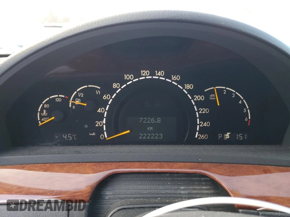 2003 Mercedes-Benz S-Class 4.3L with VIN WDBNG83J13A342008, listed as a Copart auction lot 86048674 with 222,223 mi miles and Salvage Title. Bid and sale history available at carsss.com. Image 9.