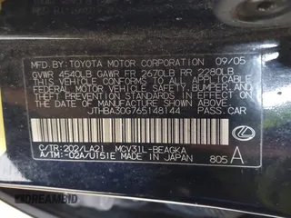 2006 Lexus ES 350 with VIN JTHBA30G765148144, listed as a IAAI auction lot 41859564 with 210,952 mi miles and . Bid and sale history available at DreamBid. Image 9.
