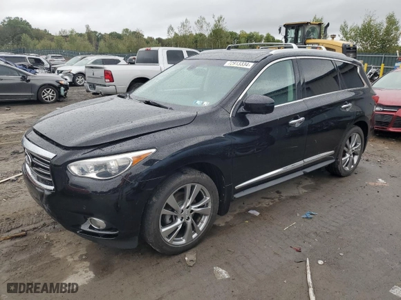2013 Infiniti JX35 with VIN 5N1AL0MM2DC351663, listed as a Copart auction lot 72913334 with 73,994 mi miles and Salvage Title. Bid and sale history available at carsss.com. Image 1.
