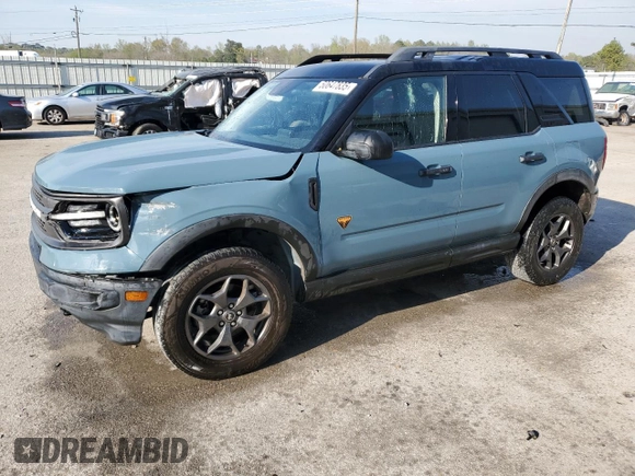 2021 Ford Bronco Sport Badlands z VIN 3FMCR9D99MRB07775, wystawiony jako Copart lot #50647835 z przebiegiem 95 030 mil mil oraz Szkoda całkowita • Salvage title. Historia ofert i sprzedaży dostępna na DreamBid. Obrazek 1.