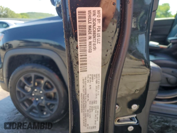 2022 Jeep Compass Latitude with VIN 3C4NJCBB0NT218131, listed as a Copart auction lot 58042105 with 45,475 mi miles and Salvage title. Bid and sale history available at DreamBid. Image 14.