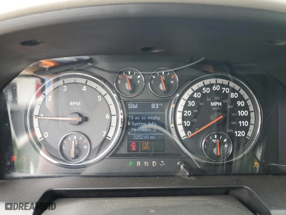 2009 Dodge Ram 1500 SLT with VIN 1D3HB13P09S730947, listed as a Copart auction lot 60746254 with 220,210 mi miles and Salvage Title. Bid and sale history available at carsss.com. Image 9.