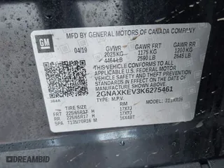 2019 Chevrolet Equinox LT with VIN 2GNAXKEV3K6275461, listed as a IAAI auction lot 41666491 with 129,082 mi miles. Bid and sale history available at carsss.com. Image 9.