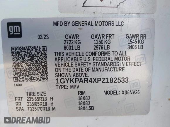 2023 Cadillac XT6 FWD Luxury z VIN 1GYKPAR4XPZ182533, wystawiony jako IAAI lot #42078937 z przebiegiem 31 248 mil mil oraz . Historia ofert i sprzedaży dostępna na DreamBid. Obrazek 9.