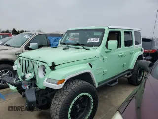 2018 Jeep Wrangler Unlimited Sahara z VIN 1C4HJXEN2JW211387, wystawiony jako Copart lot #42776935 z przebiegiem 66 170 mil mil oraz Szkoda całkowita • Salvage title. Historia ofert i sprzedaży dostępna na DreamBid. Obrazek 1.