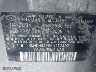 2014 Hyundai Elantra SE with VIN KMHDH4AE8EU112407, listed as a IAAI auction lot 41713194 with 126,050 mi miles. Bid and sale history available at carsss.com. Image 9.