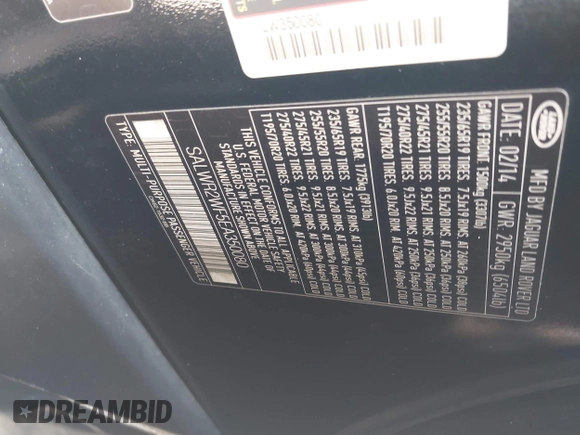 2014 Land Rover Range Rover Sport HSE with VIN SALWR2WF5EA350080, listed as a IAAI auction lot 42422933 with 135,125 mi miles and . Bid and sale history available at DreamBid. Image 9.