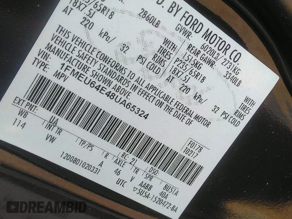 2008 Ford Explorer Eddie Bauer с VIN 1FMEU64E48UA65324, выставлен на аукционе IAAI как лот 42395213 с пробегом 160 991 миль миль и . История ставок и продаж доступна на DreamBid. Изображение 9.
