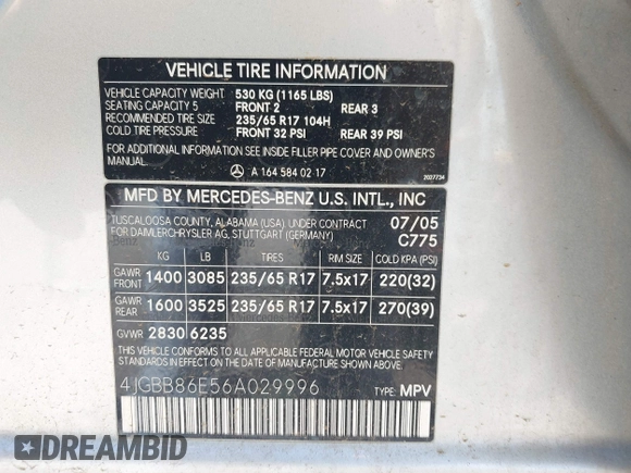 2006 Mercedes-Benz M 350 z VIN 4JGBB86E56A029996, wystawiony jako IAAI lot #42314878 z przebiegiem 213 201 mil mil oraz . Historia ofert i sprzedaży dostępna na DreamBid. Obrazek 9.