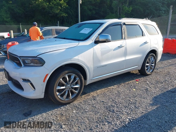2021 Dodge Durango Citadel with VIN 1C4RDJEG7MC853118, listed as a IAAI auction lot 42622475 with 49,386 mi miles and . Bid and sale history available at DreamBid. Image 2.