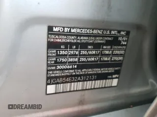 2002 Mercedes-Benz M-Class with VIN 4JGAB54E32A312131, listed as a Copart auction lot 80490084 with 165,365 mi miles and Salvage Title. Bid and sale history available at carsss.com. Image 13.
