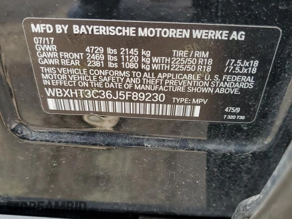 2018 BMW X1 xDrive28i with VIN WBXHT3C36J5F89230, listed as a Copart auction lot 62904545 with 170,860 mi miles and Salvage title. Bid and sale history available at DreamBid. Image 13.