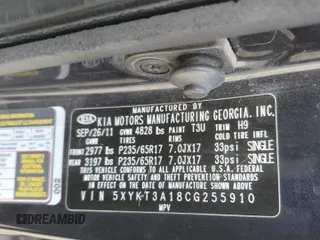 2012 Kia Sorento LX with VIN 5XYKT3A18CG255910, listed as a Copart auction lot 50632215 with 290,384 mi miles and Salvage Title. Bid and sale history available at carsss.com. Image 16.