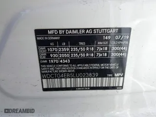 2020 Mercedes-Benz GLA with VIN WDCTG4EB5LU023839, listed as a IAAI auction lot 41432735 with 28,639 mi miles. Bid and sale history available at carsss.com. Image 9.