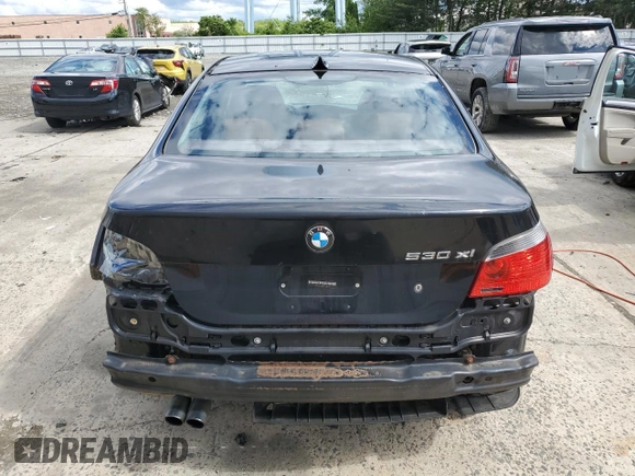 2007 BMW 5 Series 530xi with VIN WBANF73587CU25251, listed as a Copart auction lot 58030295 with 186,995 mi miles and Salvage title. Bid and sale history available at DreamBid. Image 6.