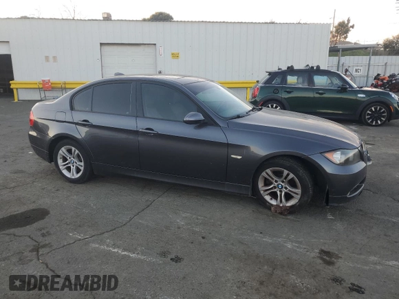 2008 BMW 3 Series 328i with VIN WBAVA375X8NL49605, listed as a Copart auction lot 41997085 with 164,105 mi miles and Salvage Title. Bid and sale history available at DreamBid. Image 4.