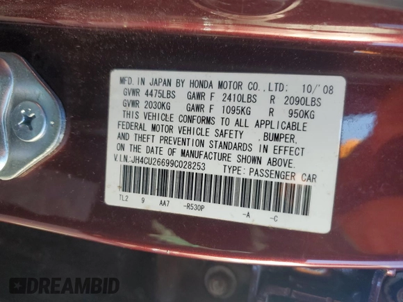 2009 Acura TSX with VIN JH4CU26699C028253, listed as a Copart auction lot 77114024 with 114,773 mi miles and Salvage title. Bid and sale history available at DreamBid. Image 12.