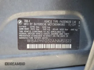 2010 BMW 3 Series 328i with VIN WBAPH7G52ANM51322, listed as a Copart auction lot 43164815 with 172,566 mi miles and Salvage Title. Bid and sale history available at carsss.com. Image 12.