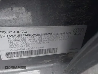 2013 Audi A4 Premium with VIN WAUAFAFL3DA111892, listed as a IAAI auction lot 41522139 with 85,454 mi miles. Bid and sale history available at carsss.com. Image 9.