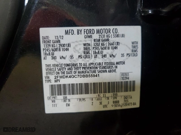 2013 Ford Edge SE with VIN 2FMDK4GC7DBB55941, listed as a Copart auction lot 49914435 with 278,066 mi miles and Clean Title. Bid and sale history available at carsss.com. Image 13.