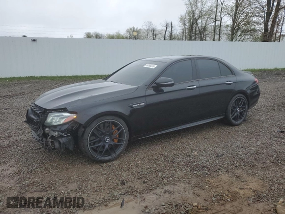 2019 Mercedes-Benz E 63 S AMG with VIN WDDZF8KB9KA507467, listed as a Copart auction lot 56385015 with 58,603 mi miles and Salvage Title. Bid and sale history available at DreamBid. Image 1.
