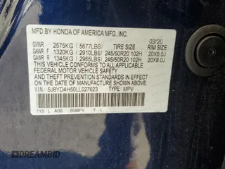 2020 Acura MDX Technology with VIN 5J8YD4H50LL027623, listed as a Copart auction lot 58595345 with 63,332 mi miles and Salvage title. Bid and sale history available at DreamBid. Image 13.