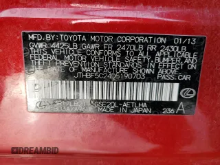 2013 Lexus IS 250 with VIN JTHBF5C24D5190703, listed as a Copart auction lot 86897944 with Not Provided miles and Salvage Title. Bid and sale history available at DreamBid. Image 13.