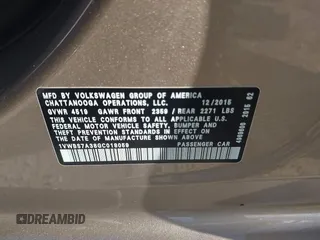 2016 Volkswagen Passat SE z VIN 1VWBS7A38GC018059, wystawiony jako IAAI lot #41684959 z przebiegiem 44 850 mil mil oraz . Historia ofert i sprzedaży dostępna na DreamBid. Obrazek 9.