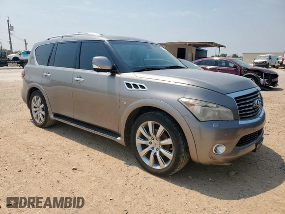 2014 Infiniti QX80 with VIN JN8AZ2NF2E9552934, listed as a Copart auction lot 57422625 with 103,786 mi miles and Salvage title. Bid and sale history available at DreamBid. Image 4.
