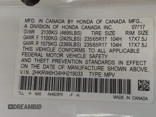 2017 Honda CR-V LX with VIN 2HKRW6H34HH219033, listed as a IAAI auction lot 41948876 with 105,813 mi miles. Bid and sale history available at carsss.com. Image 9.