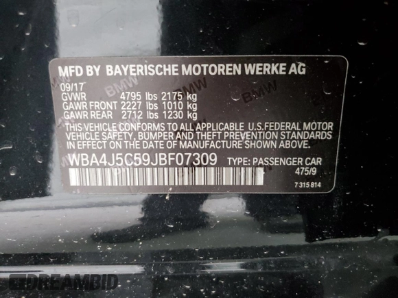 2018 BMW 4 Series 440i with VIN WBA4J5C59JBF07309, listed as a Copart auction lot 74893994 with 89,054 mi miles and Salvage Title. Bid and sale history available at DreamBid. Image 12.