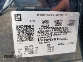 2020 GMC Sierra 3500HD Denali z VIN 1GT49WEY1LF252561, wystawiony jako Copart lot #57614395 z przebiegiem 108 216 mil mil oraz Tytuł czysty. Historia ofert i sprzedaży dostępna na DreamBid. Obrazek 12.