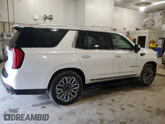 2023 GMC Yukon Denali Ultimate with VIN 1GKS2EKL0PR335633, listed as a Copart auction lot 43047945 with 0 mi miles and Salvage Title. Bid and sale history available at carsss.com. Image 3.