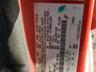2012 Ford Fiesta SE with VIN 3FADP4BJ2CM101199, listed as a Copart auction lot 50337085 with 185,123 mi miles and Salvage Title. Bid and sale history available at DreamBid. Image 13.