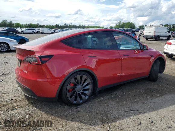 2022 Tesla Model Y Performance with VIN 7SAYGDEF6NF337996, listed as a Copart auction lot 56039515 with 16,468 mi miles and Salvage title. Bid and sale history available at DreamBid. Image 5.