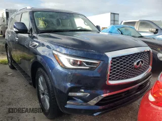 2021 Infiniti QX80 LUXE with VIN JN8AZ2AF1M9716985, listed as a Copart auction lot 74949784 with 0 mi miles and Salvage Title. Bid and sale history available at carsss.com. Image 5.