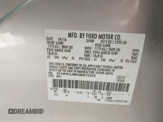 2016 Ford Edge SEL with VIN 2FMPK3J98GBB75205, listed as a IAAI auction lot 41864948 with 99,653 mi miles. Bid and sale history available at carsss.com. Image 9.