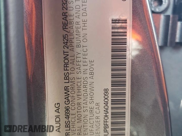 2017 Audi A3 e-tron Sportback Premium z VIN WAUUPBFF0HA040098, wystawiony jako Copart lot #67541104 z przebiegiem 17 164 mil mil oraz Szkoda całkowita • Salvage title. Historia ofert i sprzedaży dostępna na DreamBid. Obrazek 12.